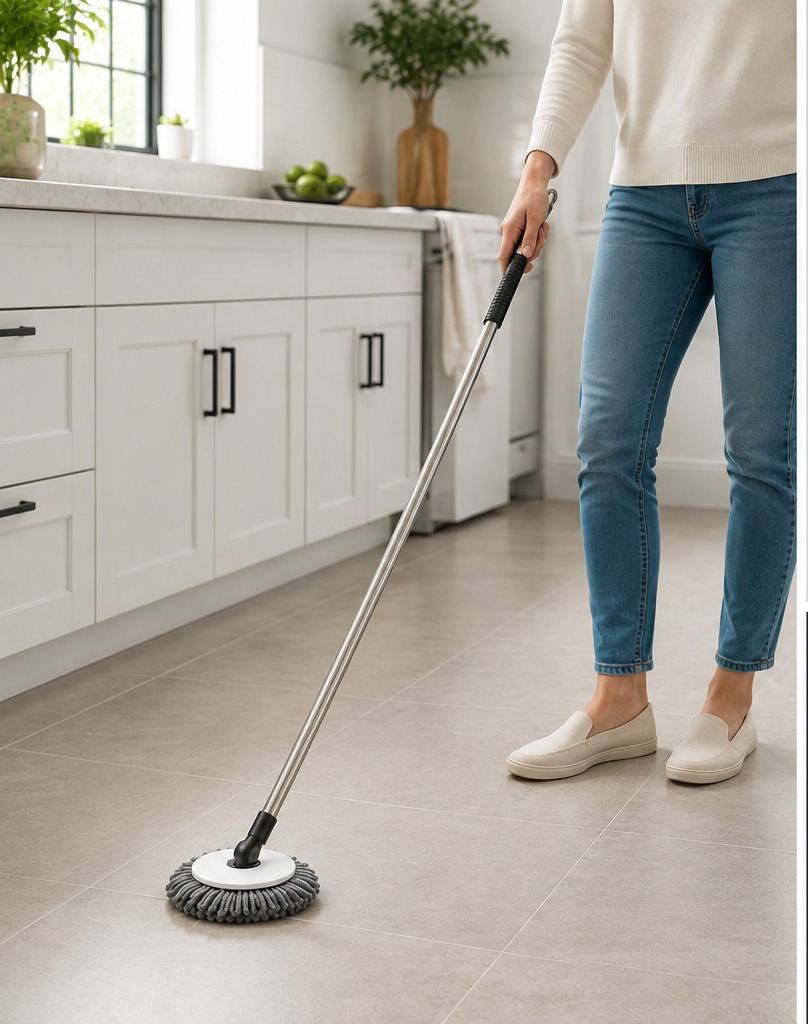 The Nook mop cleaning a kitchen floor
